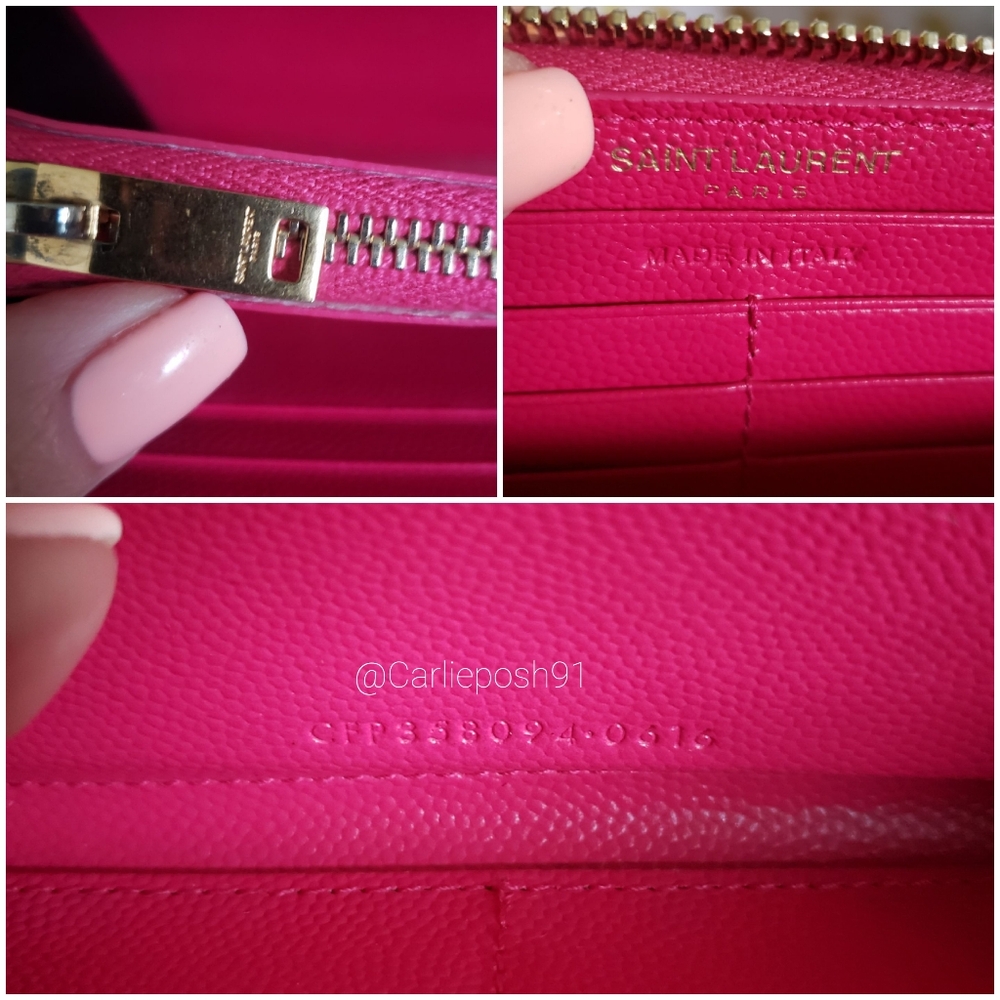 Authentic Pre-owned Yves Saint Laurent Grain De Poudre Zip Around Chevron Wallet - Picture 13 of 14